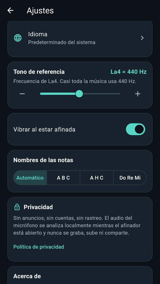 Captura 4 de Afinador de Guitarra y Bajo