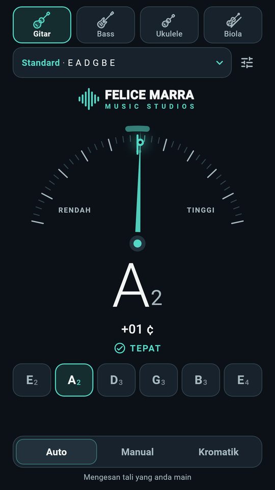 Tangkapan skrin 1 Penala Gitar – Bass & Ukulele