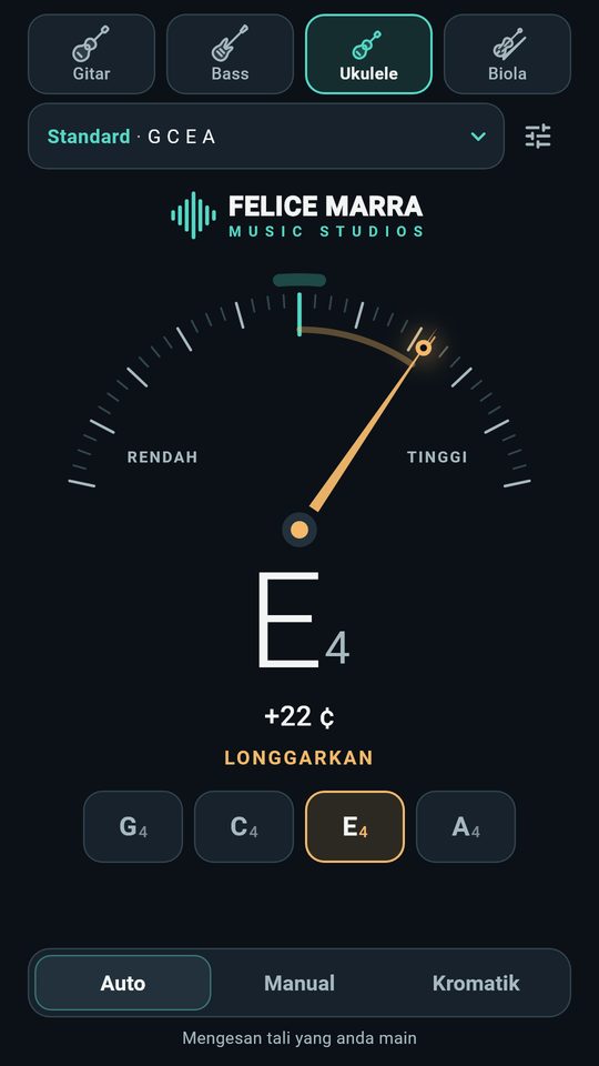Tangkapan skrin 3 Penala Gitar – Bass & Ukulele