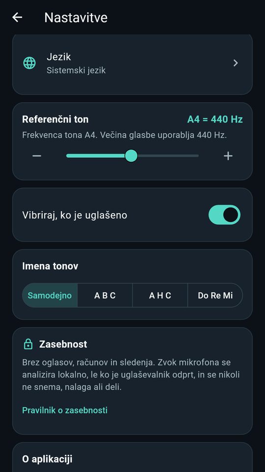 Posnetek zaslona 4 aplikacije Uglaševalnik za kitaro in bas